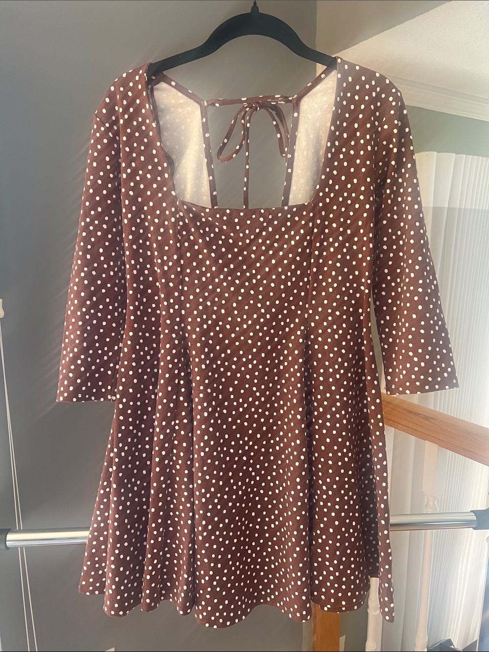 Urban Outfitters Brown and White Polka Dot Dress